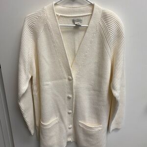 Vintage yarn Works Cream Ribbed V-Neck Button Front Cardigan